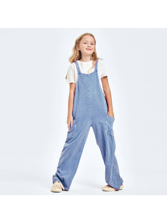 Wide Leg Overalls-Denim