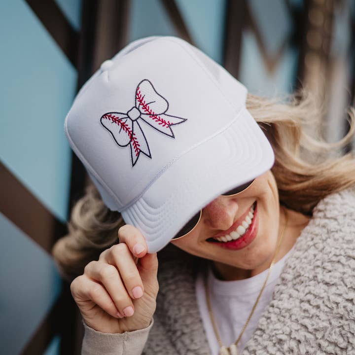 Baseball Bow Hat-White