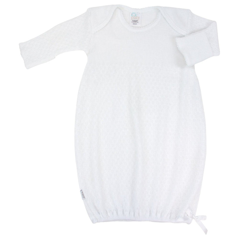 Knit Overlap Should Gown-White