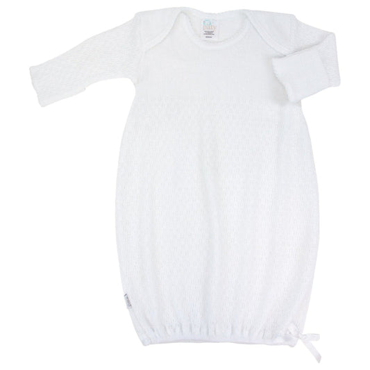 Knit Overlap Should Gown-White