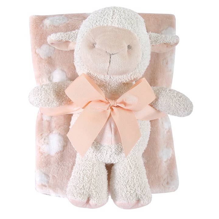 Blanket and Lamb Gift Set-Pink