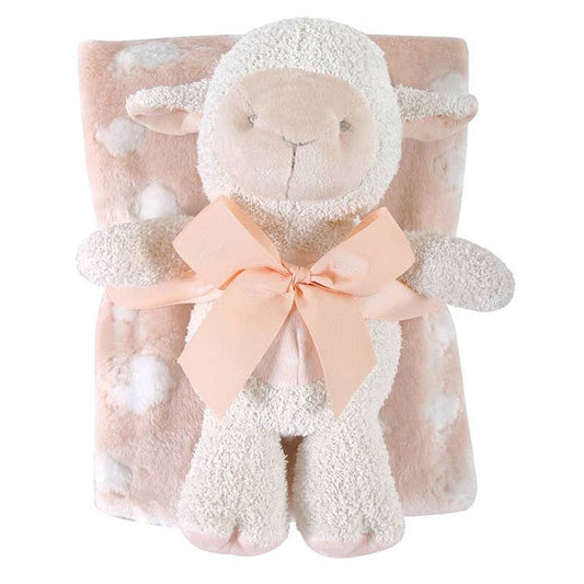 Blanket and Lamb Gift Set-Pink