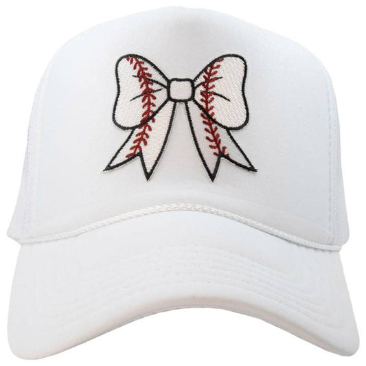Baseball Bow Hat-White