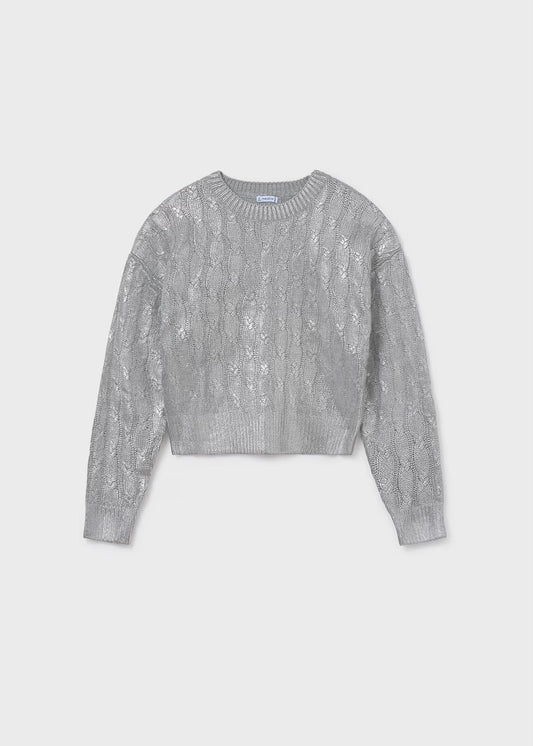 Silver Cable Knit Sweater