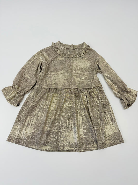 Gold Ruffle Neck Dress