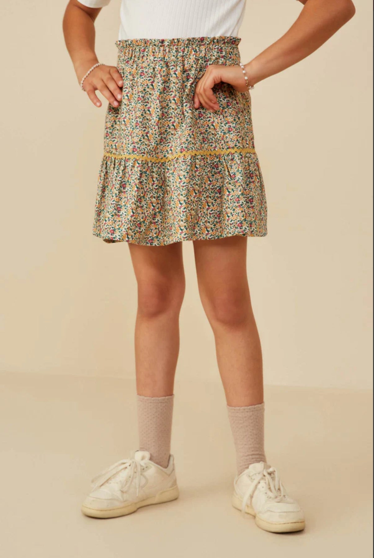 Mustard Wavy Twill Skirt