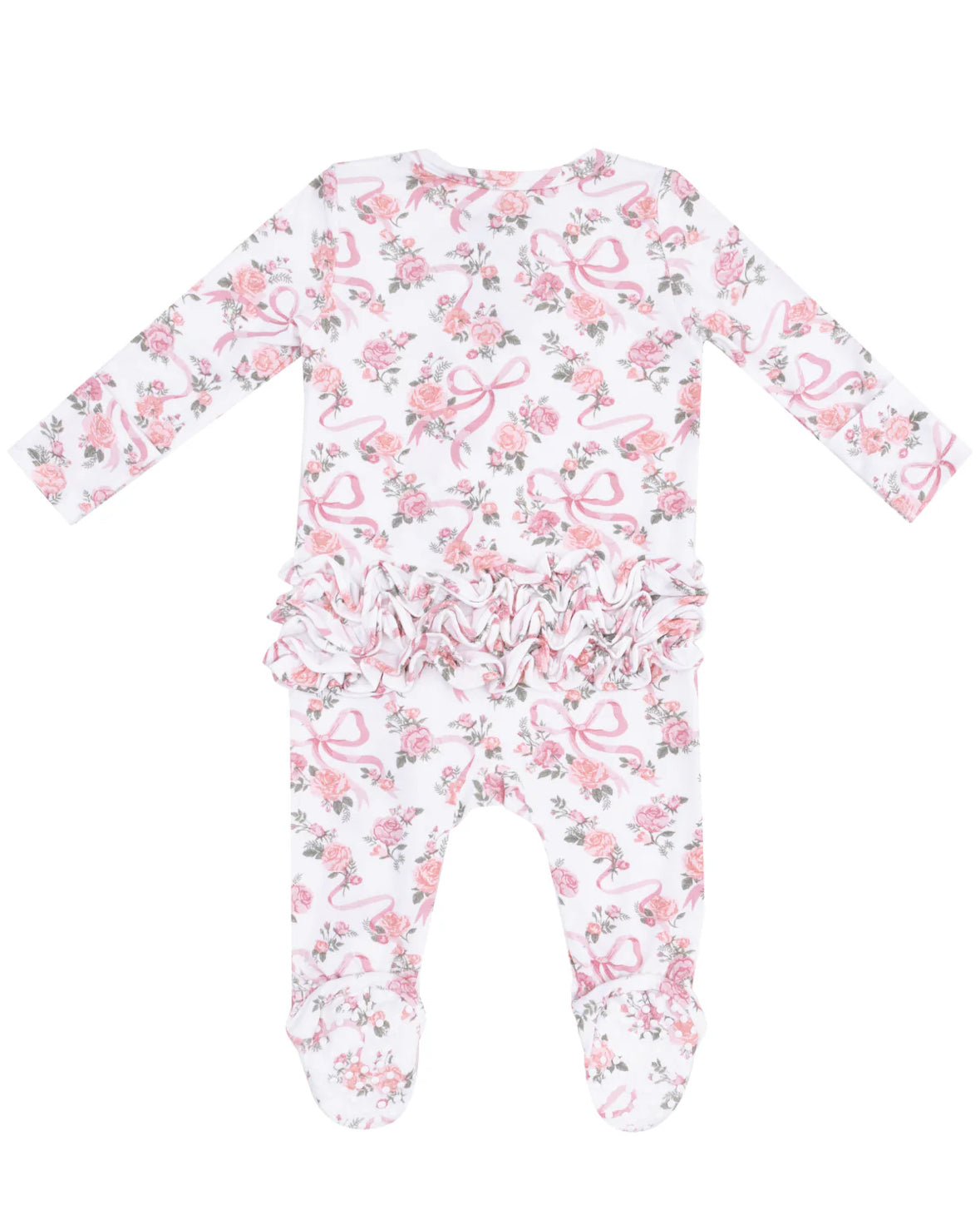 Ribbons and Flowers 2-Way Ruffle Zipper Footie