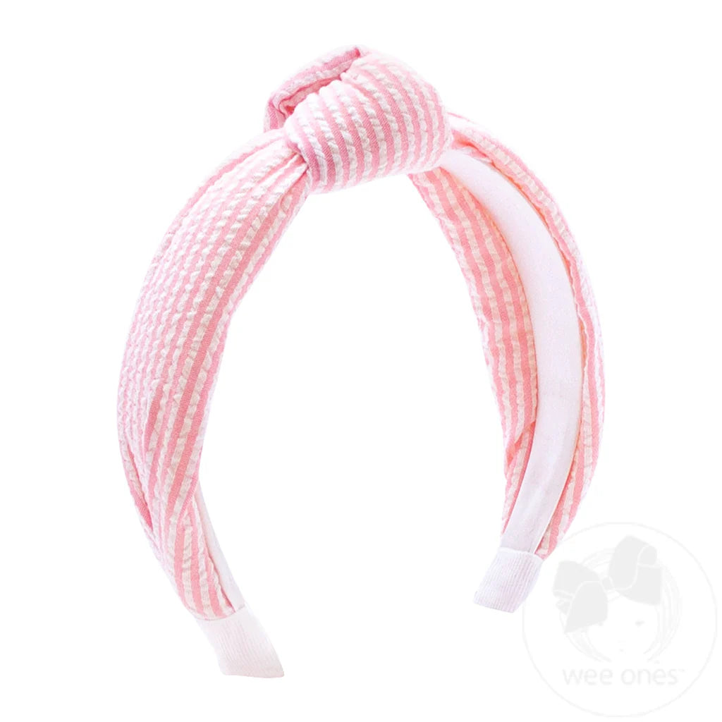 Seersucker Knot Headband-Pink