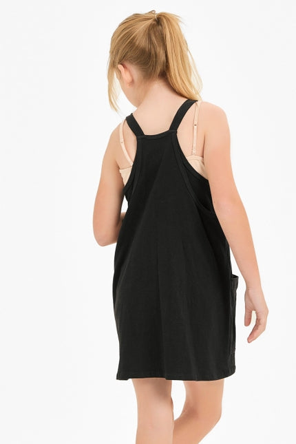 Tank Dress with Romper-Black