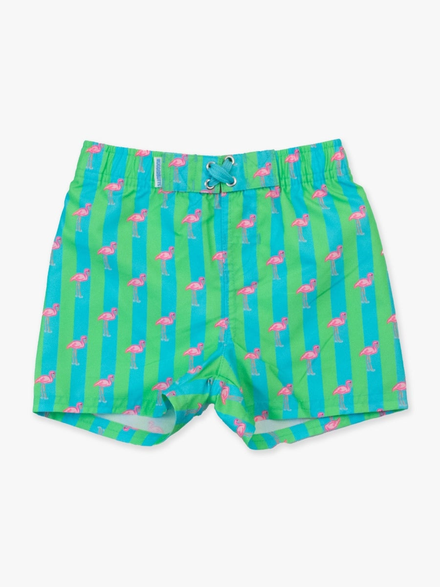 Swim Trunks-Neon Flamingo Stripe