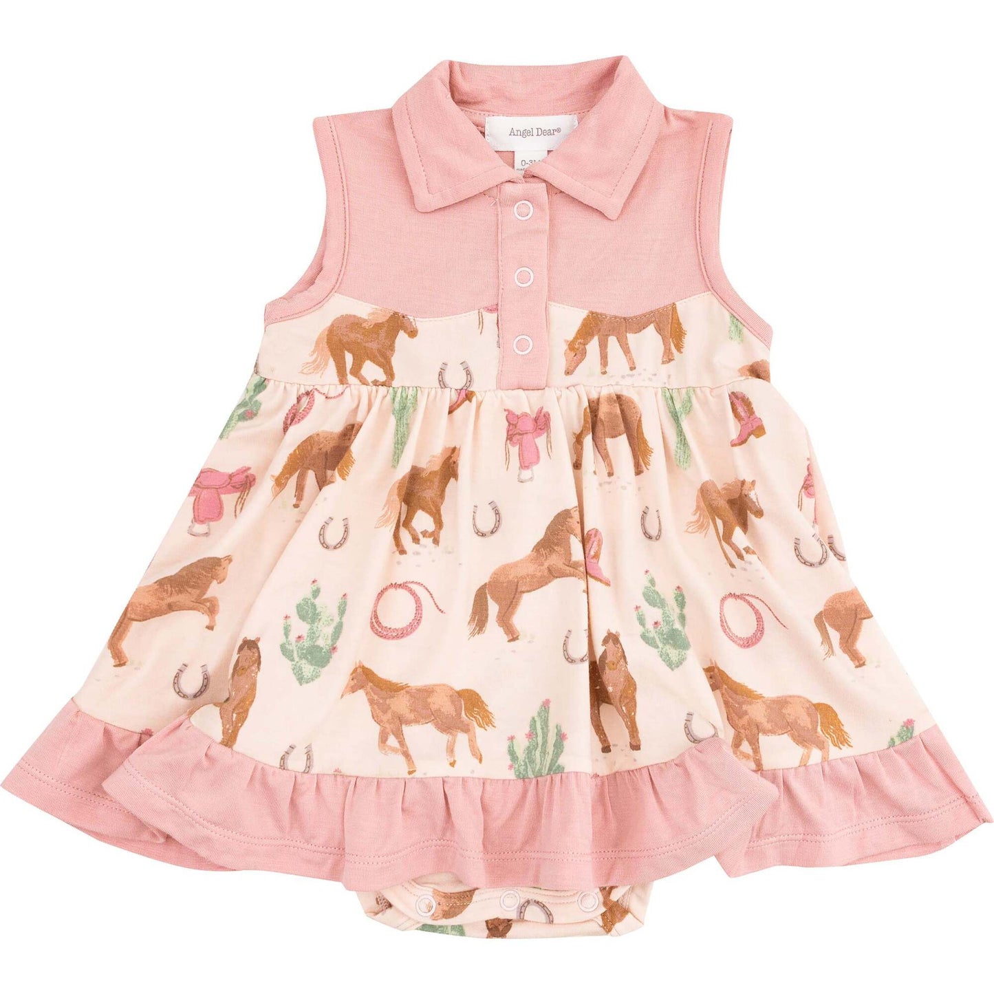 Western Horses-Pink Cowboy Bodysuit Dress