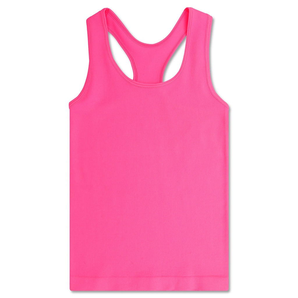 Ribbed Racer Tank-Bright Pink