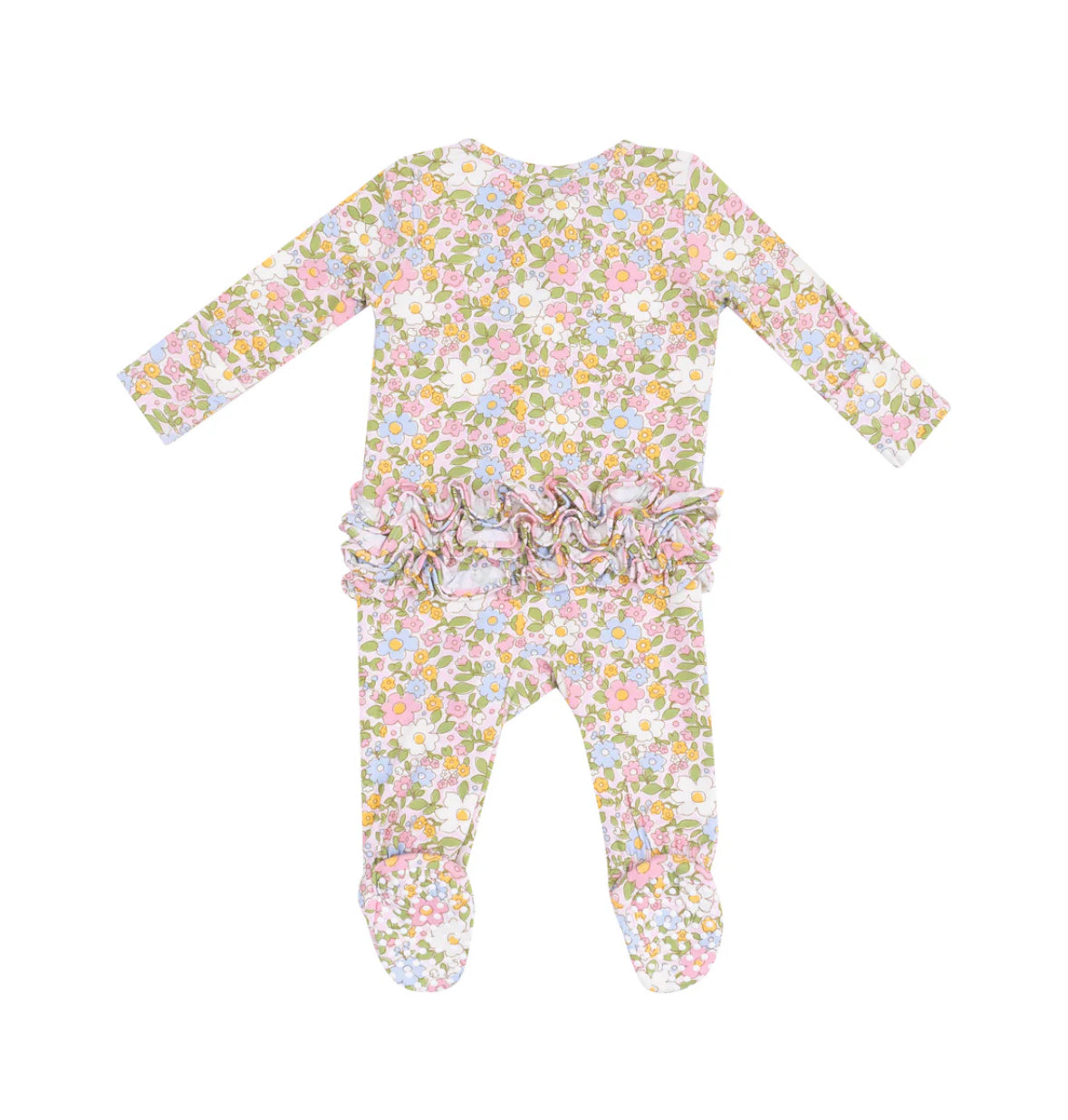 Bubbly Baby Calico Ruffle Zipper Footie