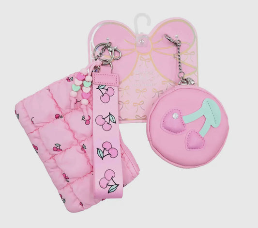 Quilted Scrunchies Cherry 3-Piece Keychain Set
