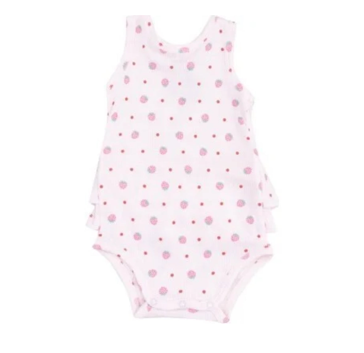 Strawberry Swiss Dot Ruffle Tank Bubble
