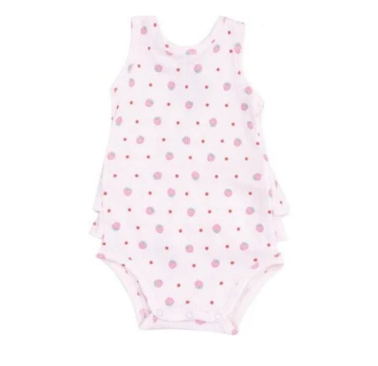 Strawberry Swiss Dot Ruffle Tank Bubble