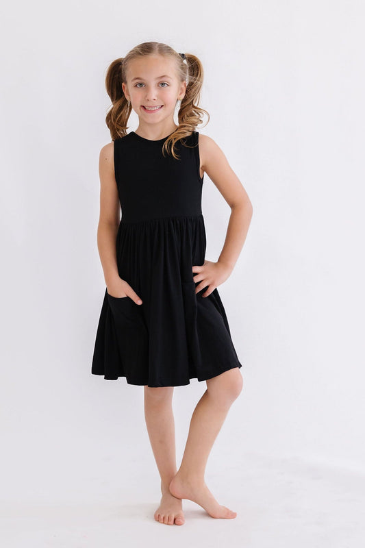 Tank Pocket Twirl Dress-Black