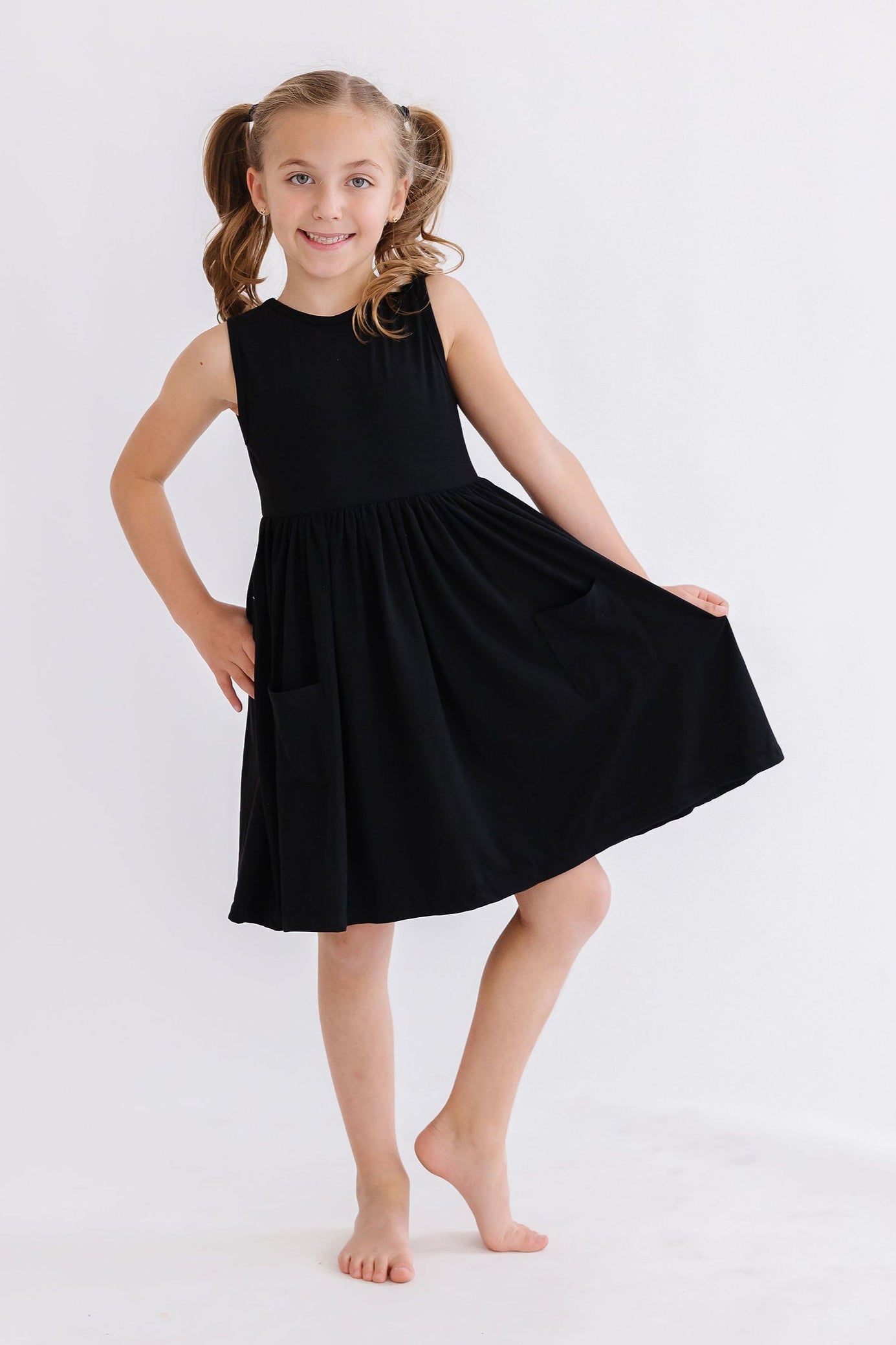 Tank Pocket Twirl Dress-Black