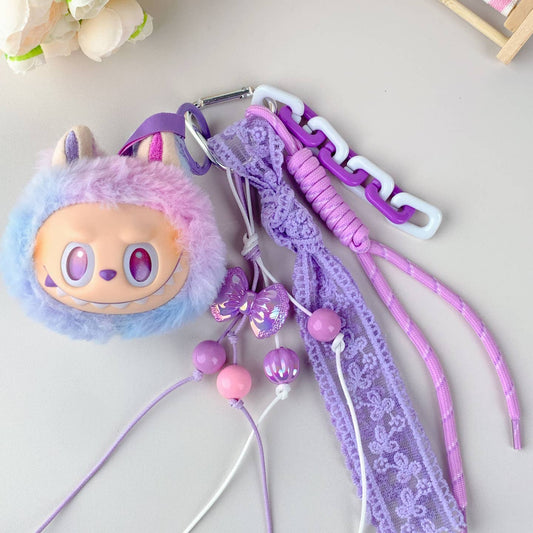 Labubu Face Keychain-Purple