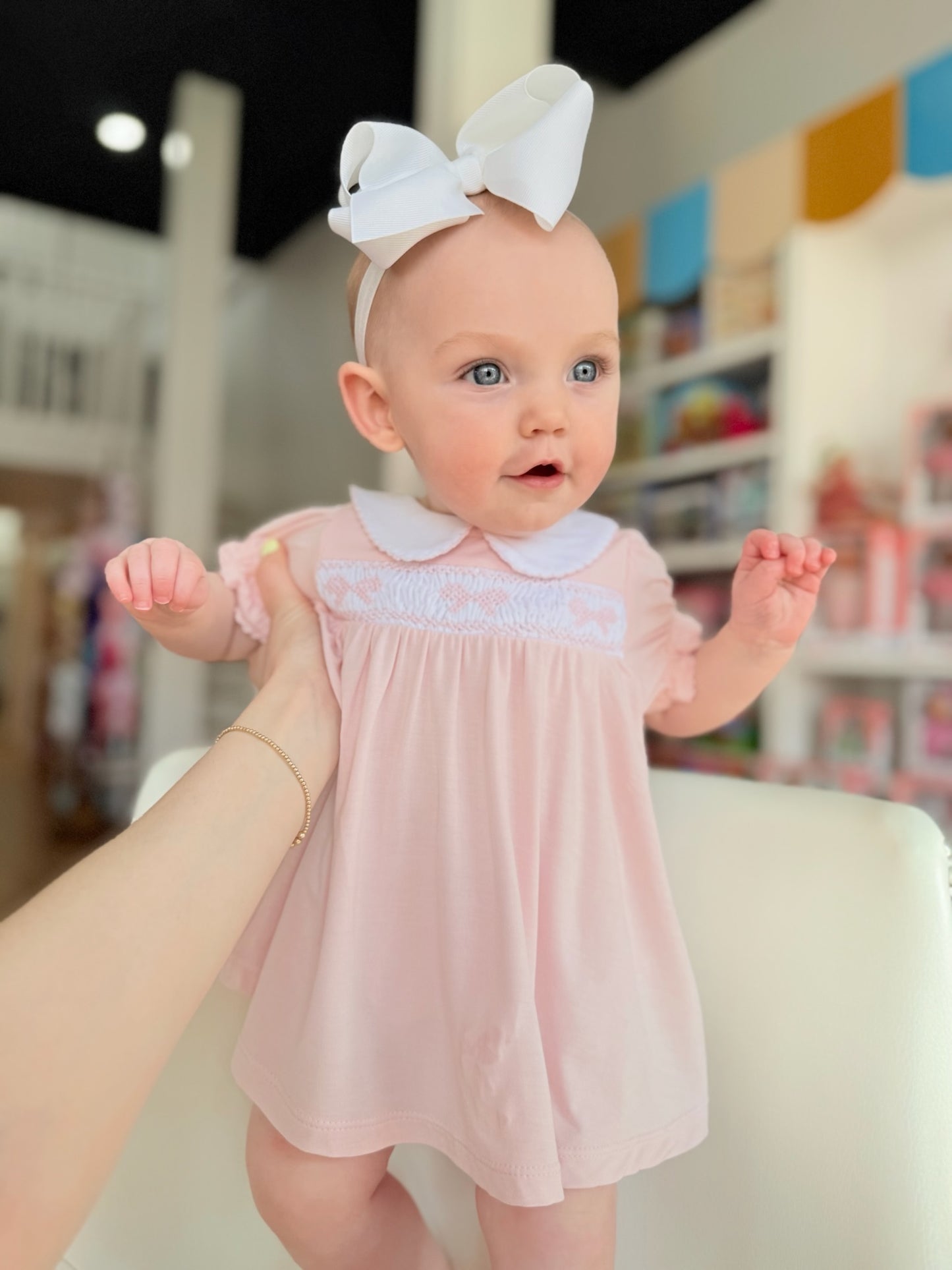 Pink Smocked Dress & Bloomer