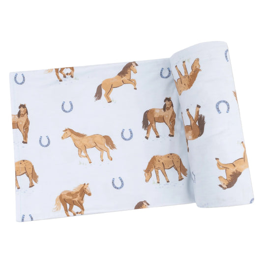Blue Horses Swaddle