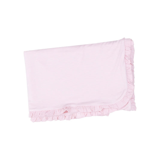 Classic Stripe Pink Ruffle Blanket
