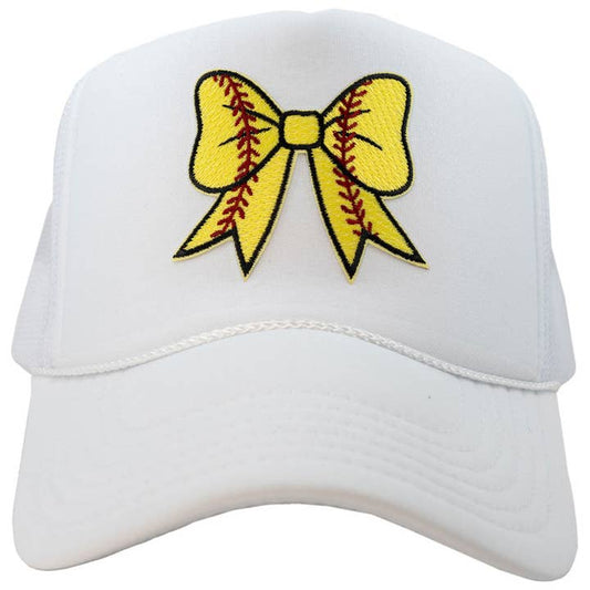 Softball Bow Hat-White