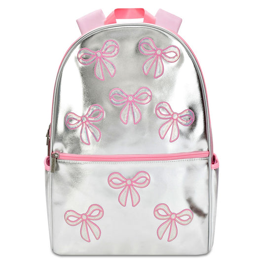 Bows Backpack-Silver Sequin