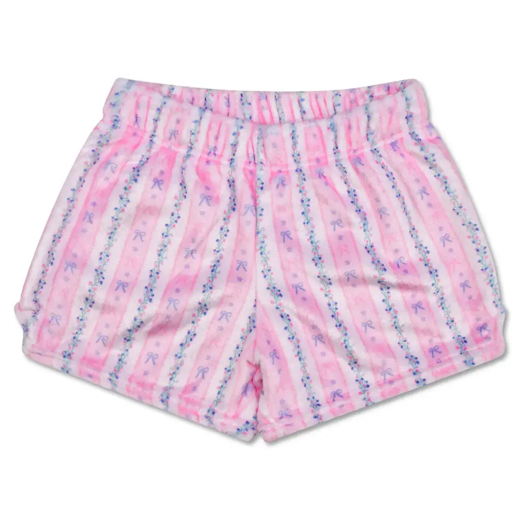 Plush Shorts-Floral Stripes