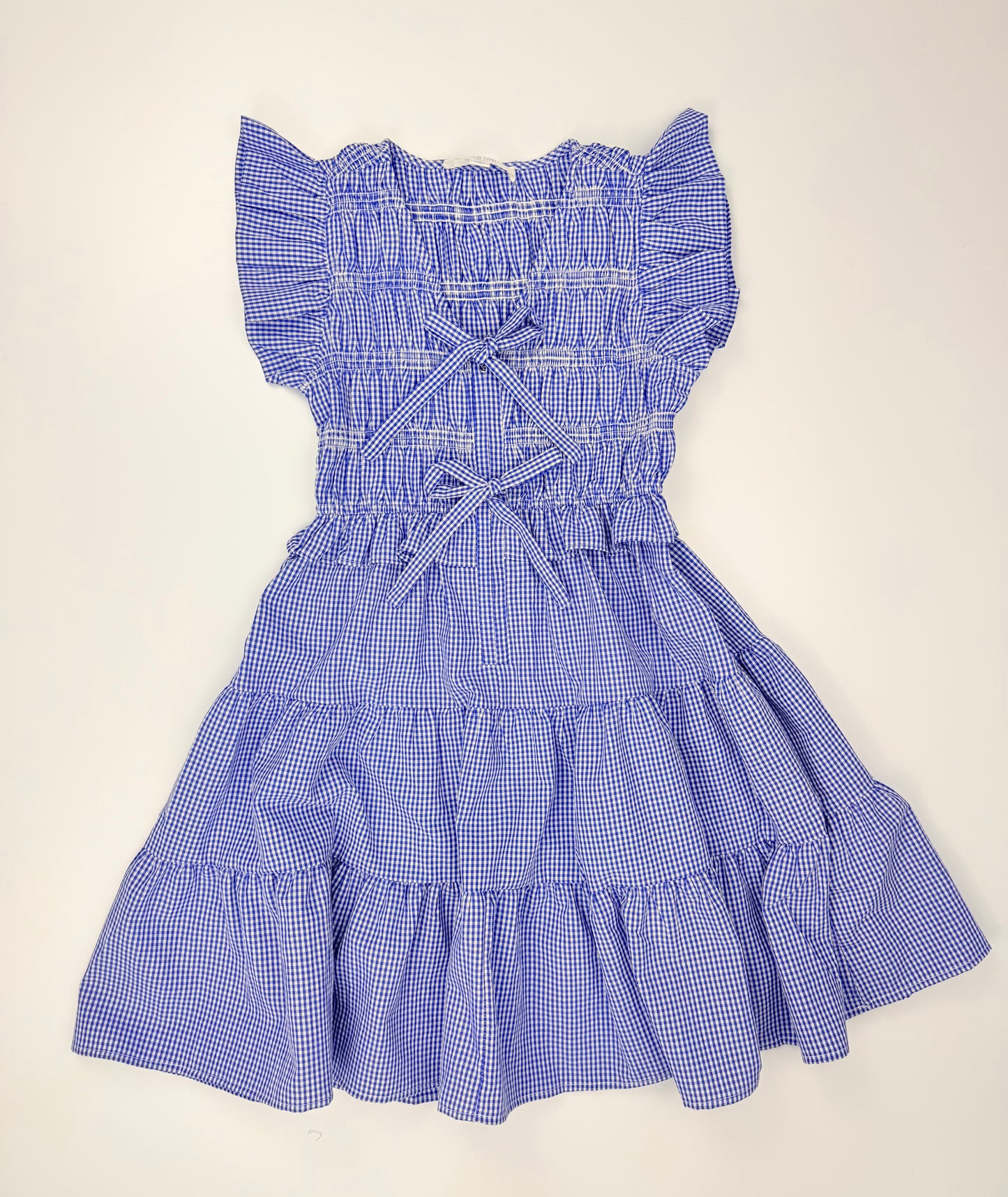 Gingham Ruffle Dress-Royal