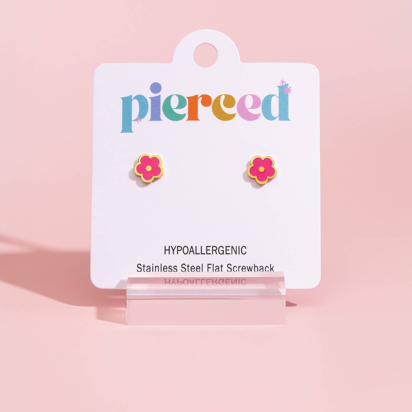 Hot Pink Flower Studs