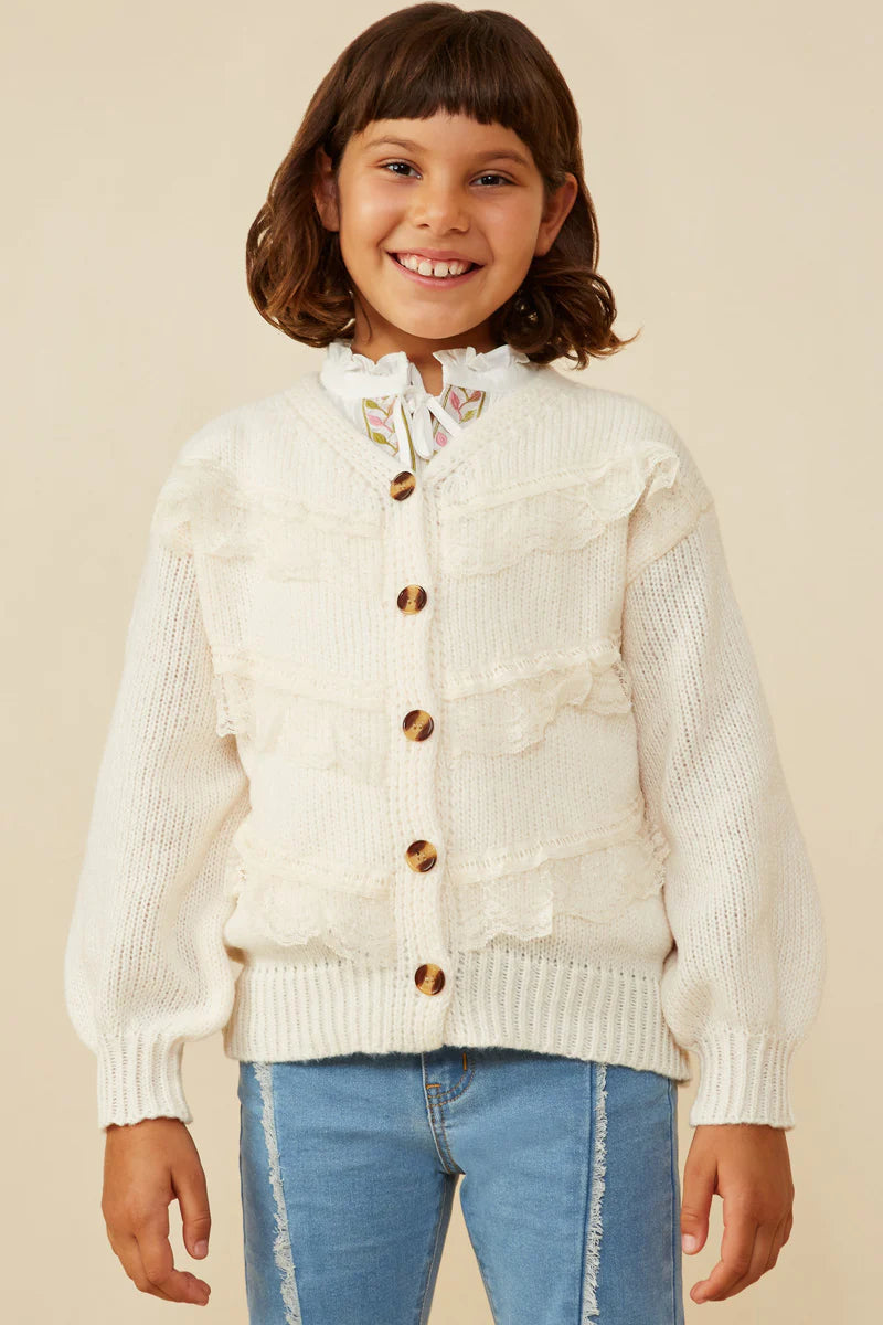 Cream Lace Detail Cardigan