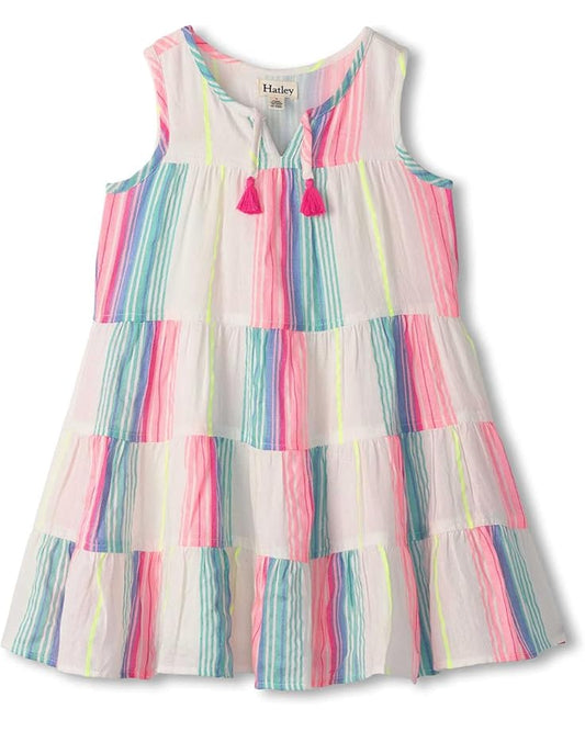 Neon Stripes Tiered Dress