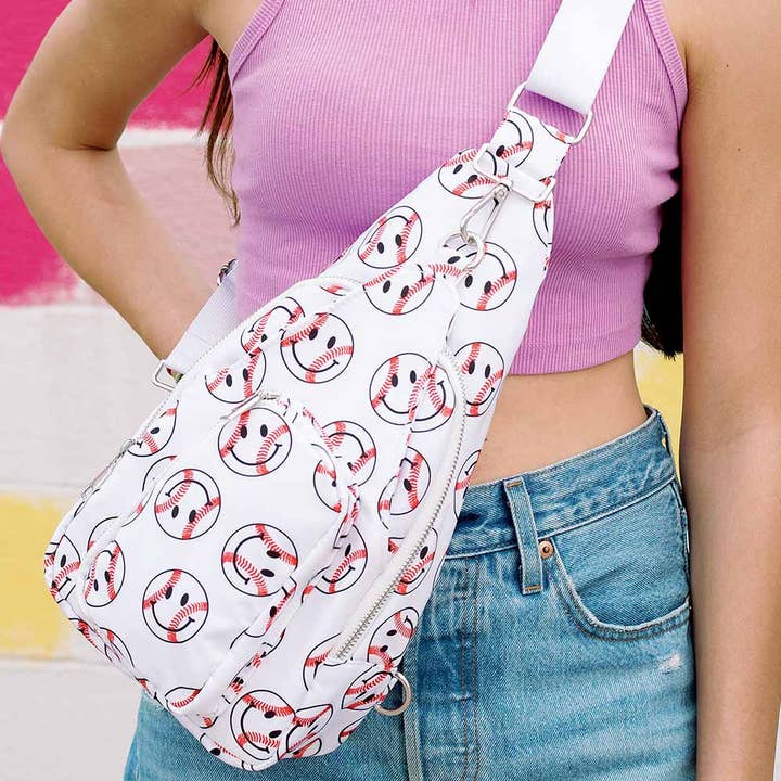 Baseball Happy Faces Sling Crossbody