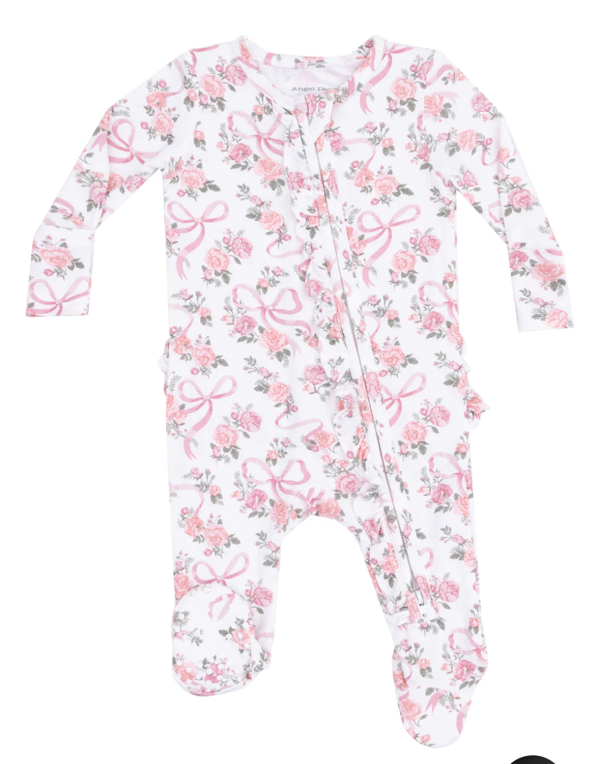 Ribbons and Flowers 2-Way Ruffle Zipper Footie