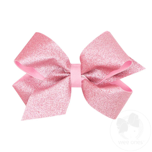 MED Glitter Bow-Pearl Pink