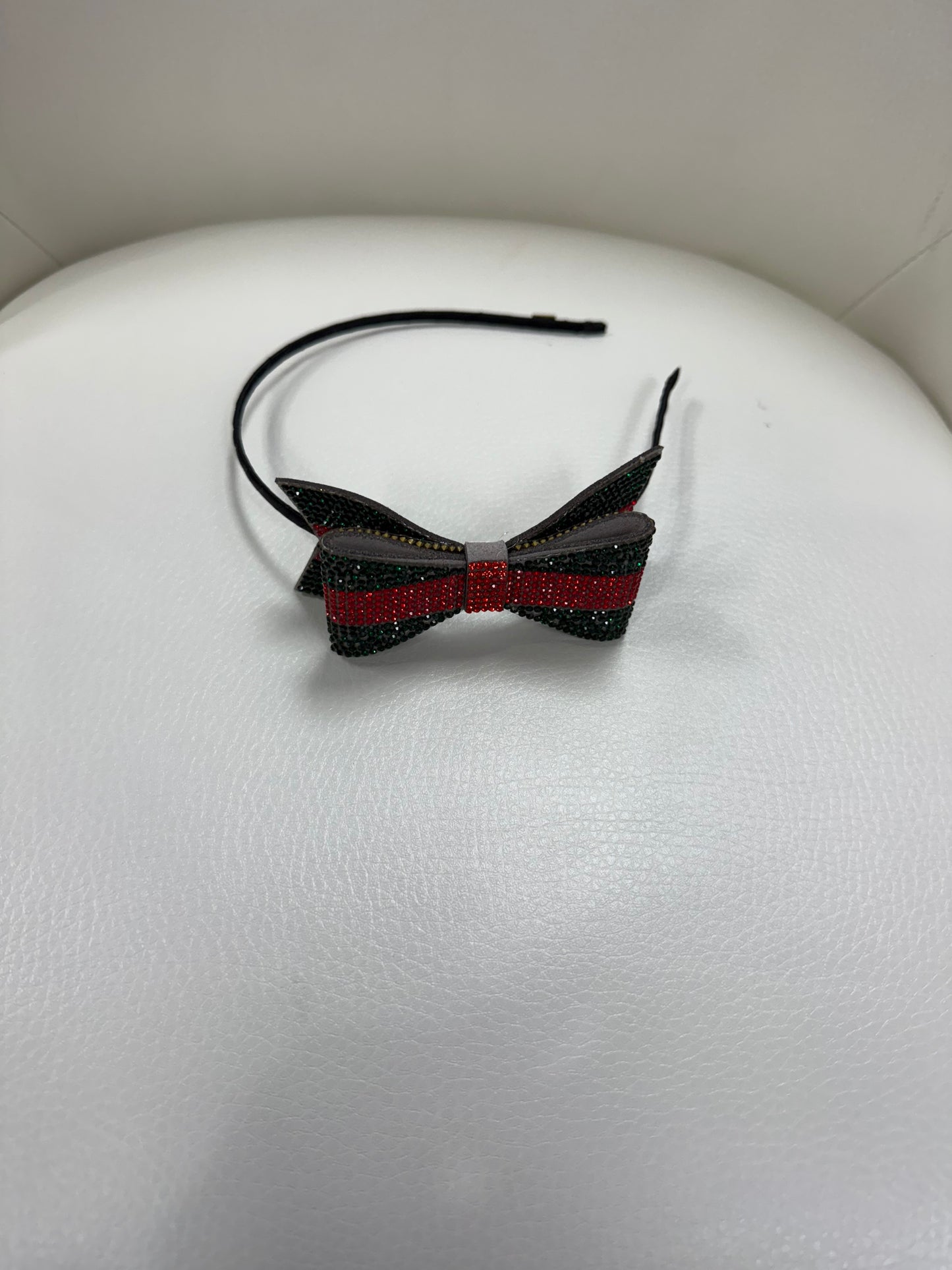 Crystal Bow Headband - RED/GRN