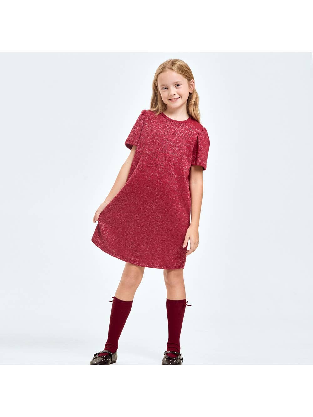 Mink Lurex Dress-Red