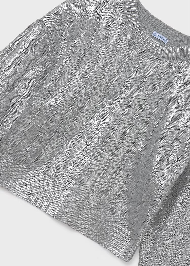 Silver Cable Knit Sweater