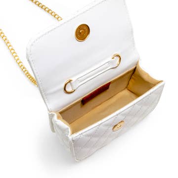 Quilted Charm Bag-White