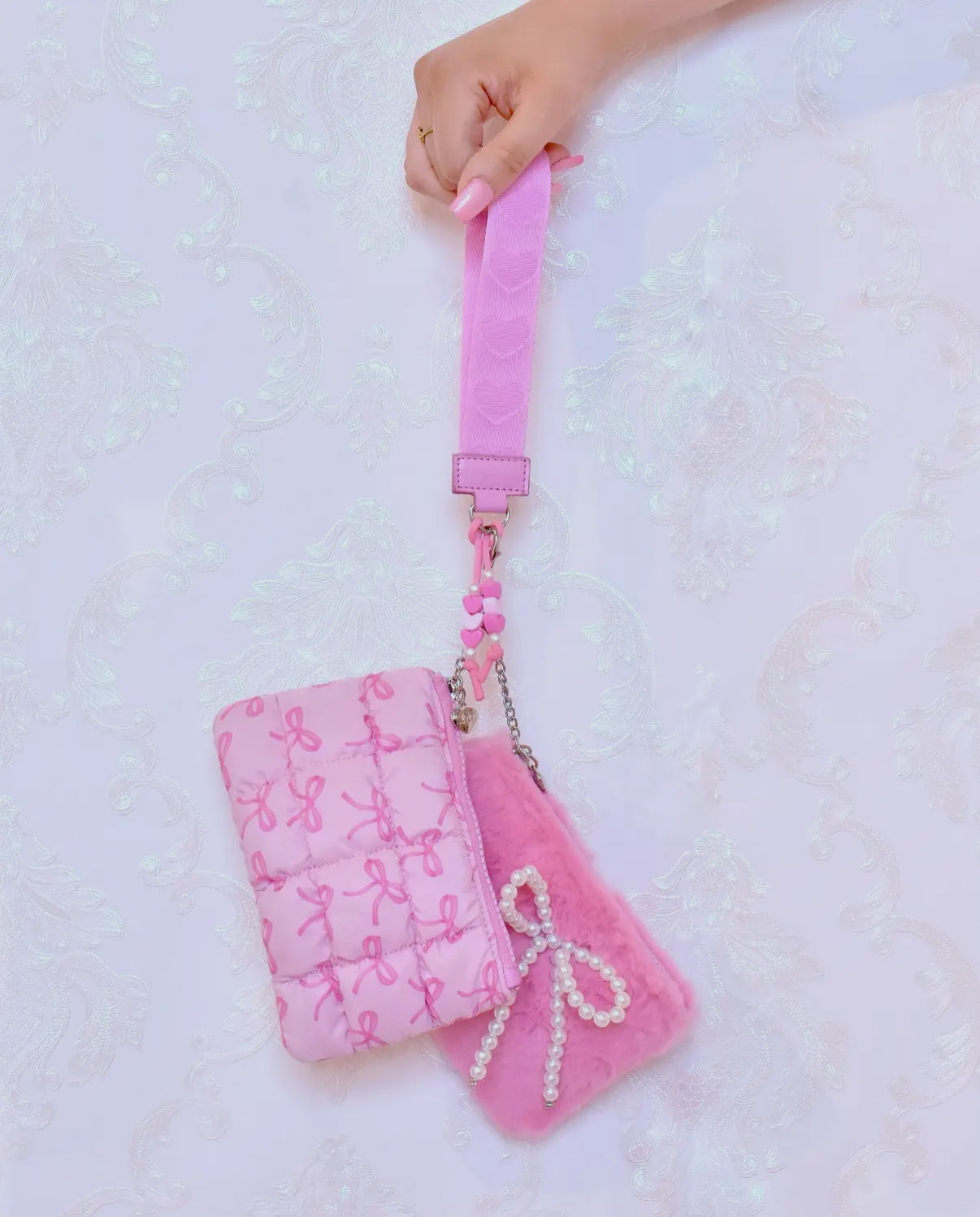 Quilted Scrunchies Bow 3-Piece Keychain Set