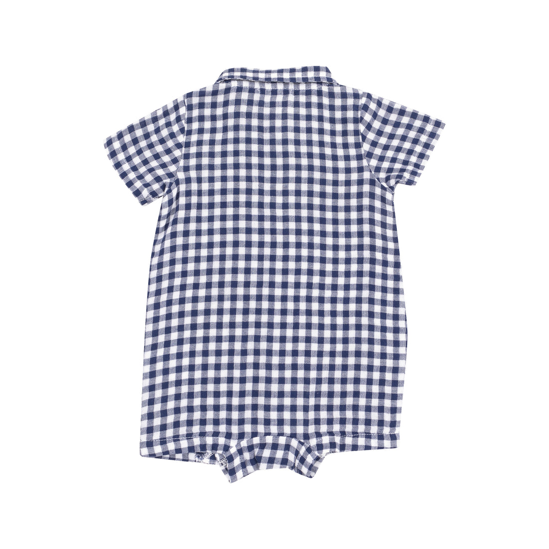 Navy Gingham Button Down Polo Shortie