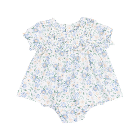 Baby Veronical Floral Smocked Bubble w/Skirt