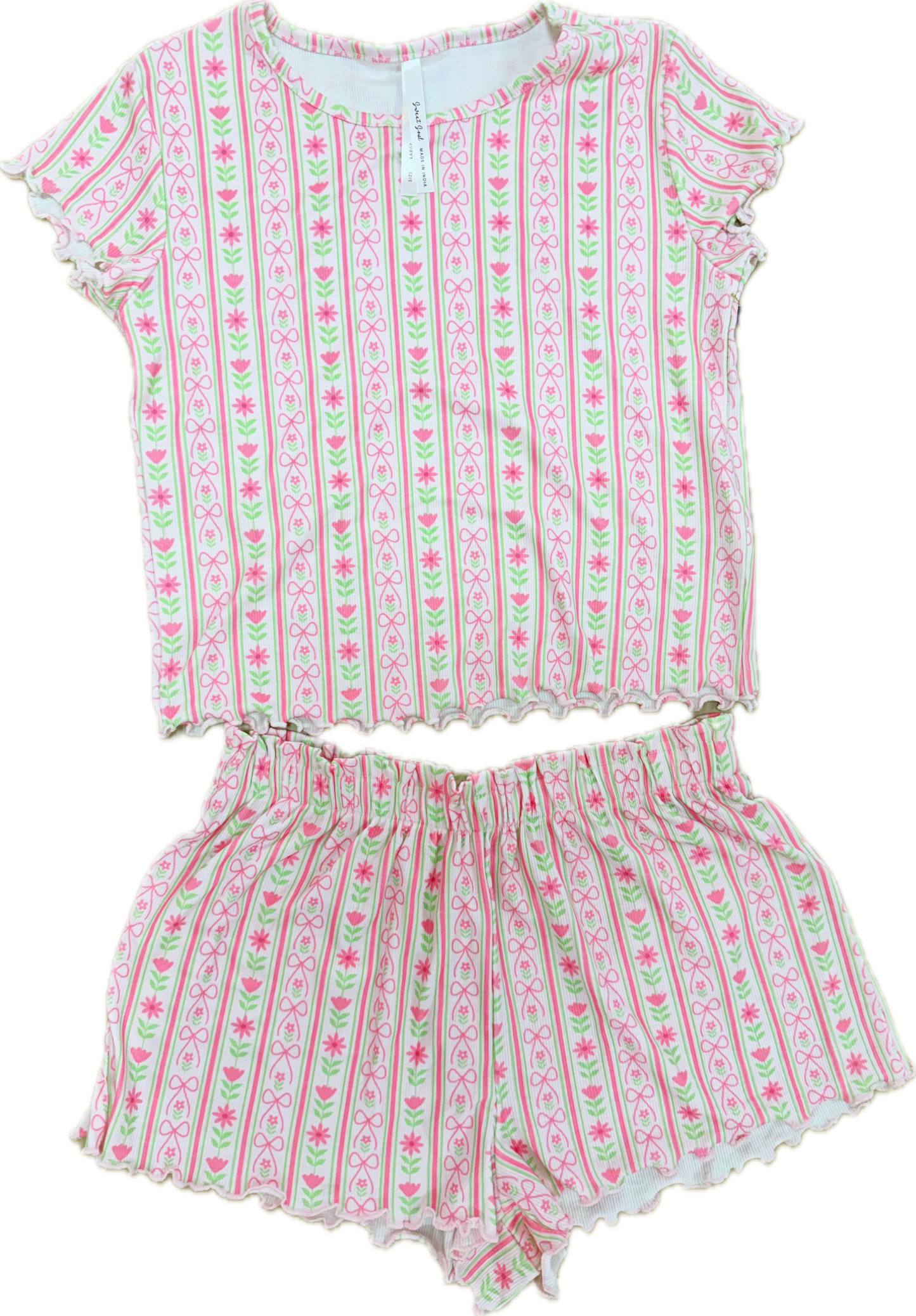 Bows & Flowers Striped PJ Set