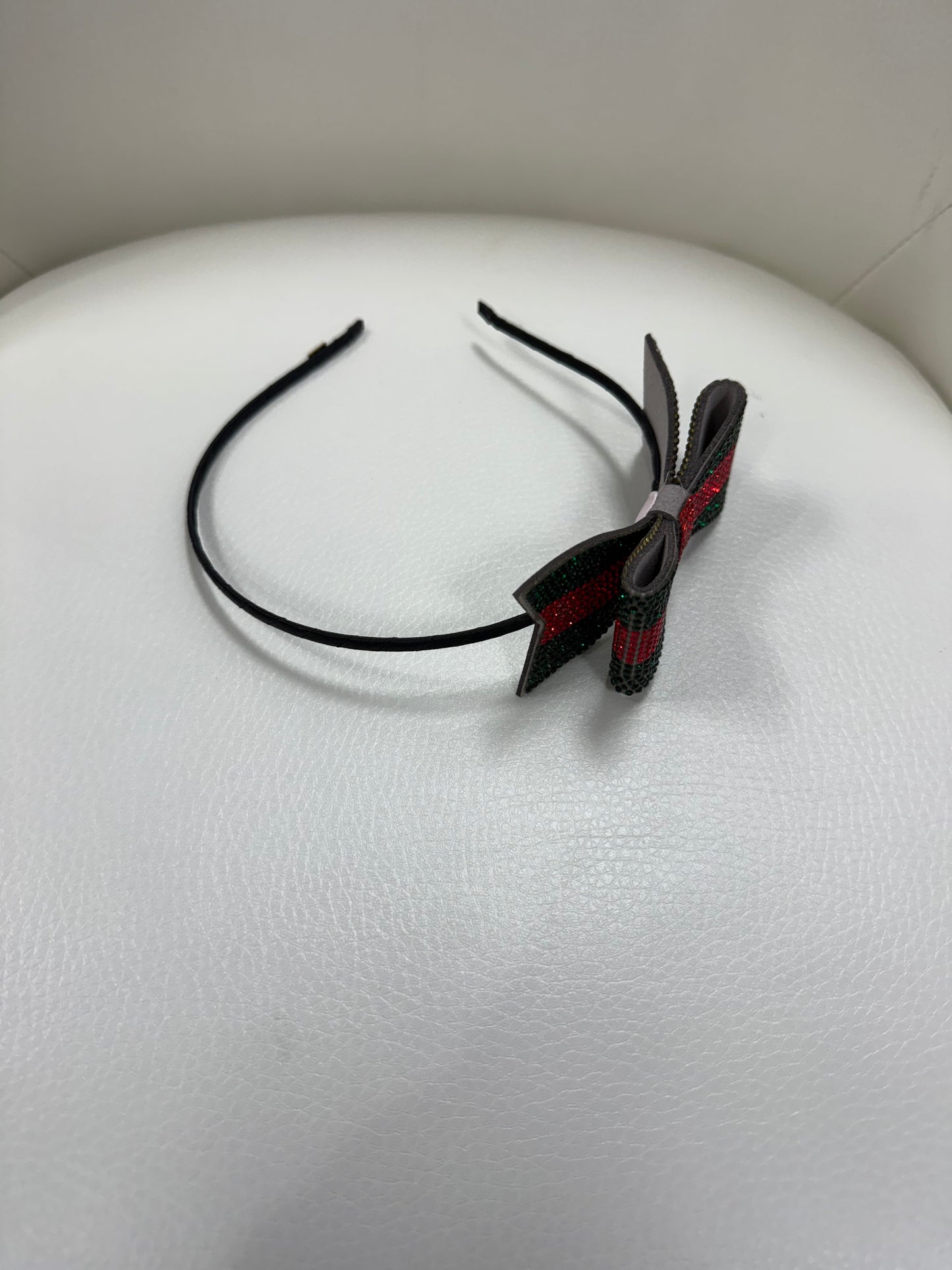 Crystal Bow Headband - RED/GRN