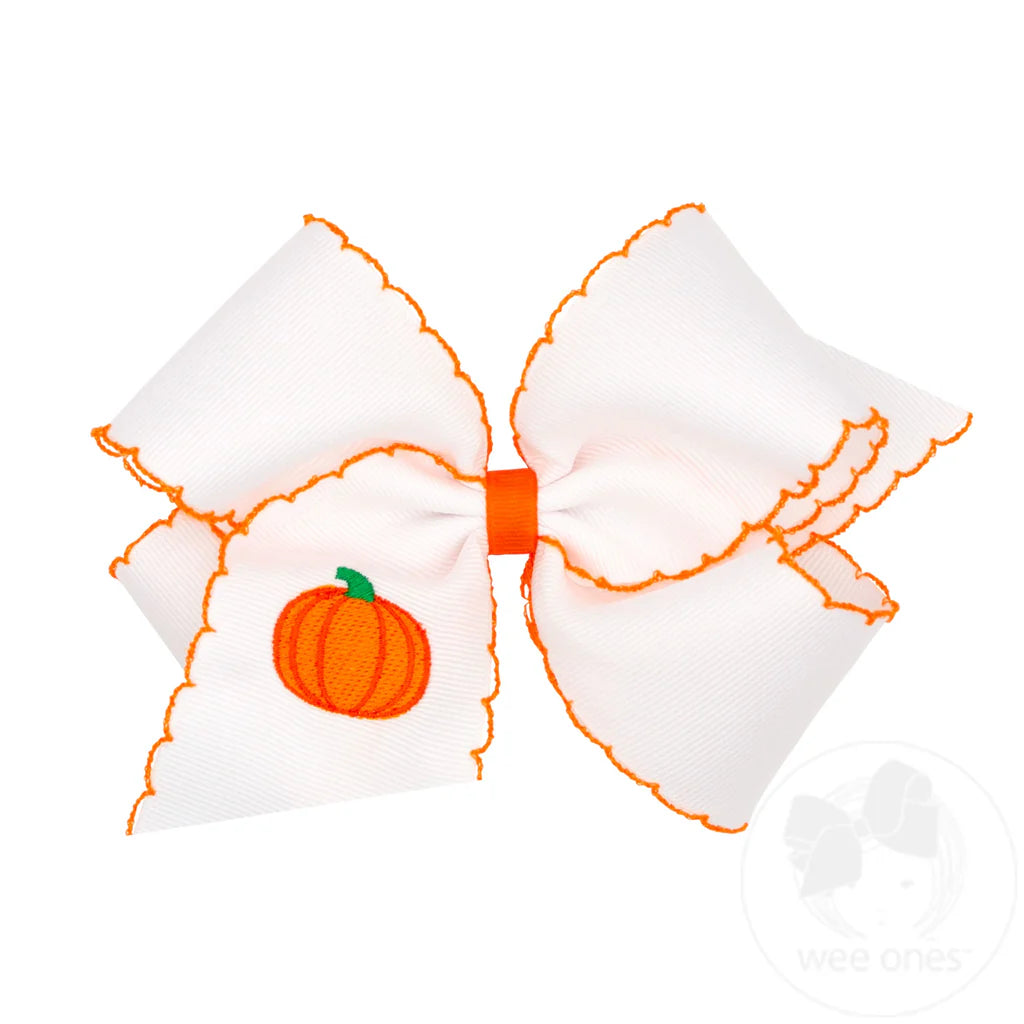MED Embroidered Pumpkin Bow