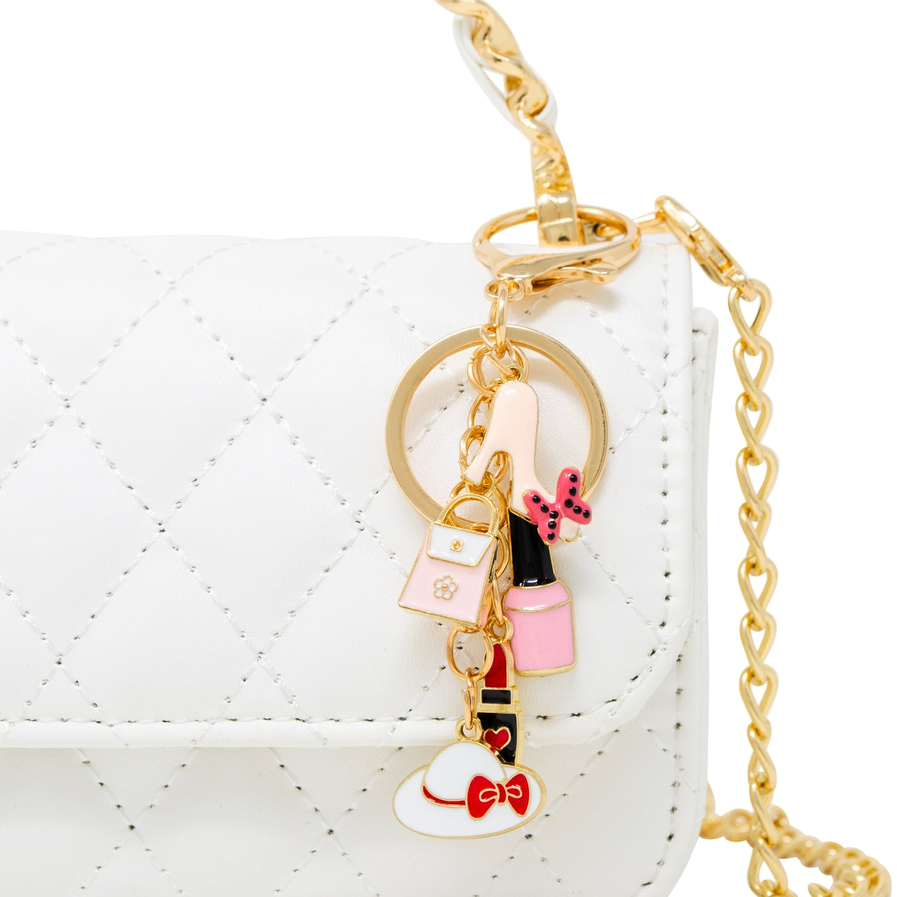 Quilted Charm Bag-White
