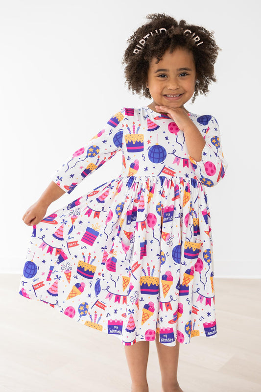 Birthday Girl 3/4 Sleeve Pocket Dress