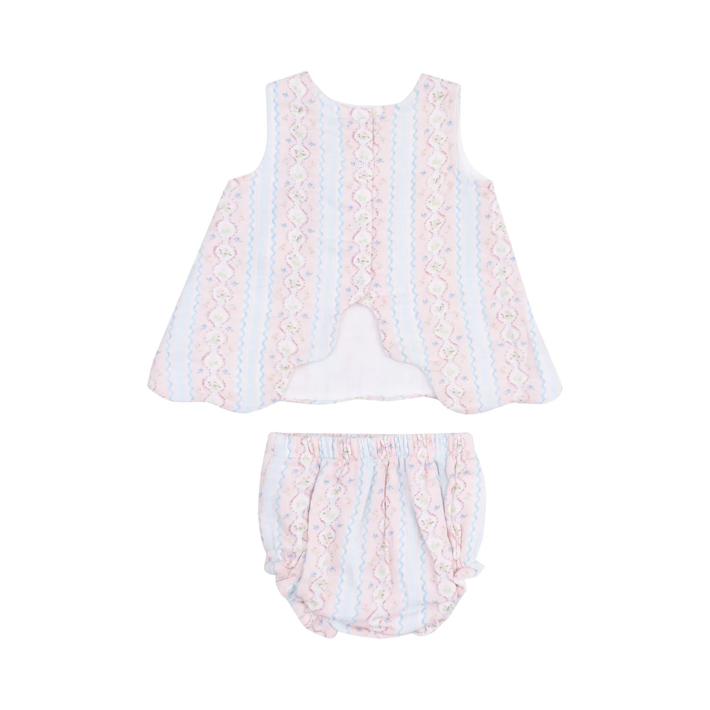 Ogee Floral Scallop Open-Back Top & Bloomer