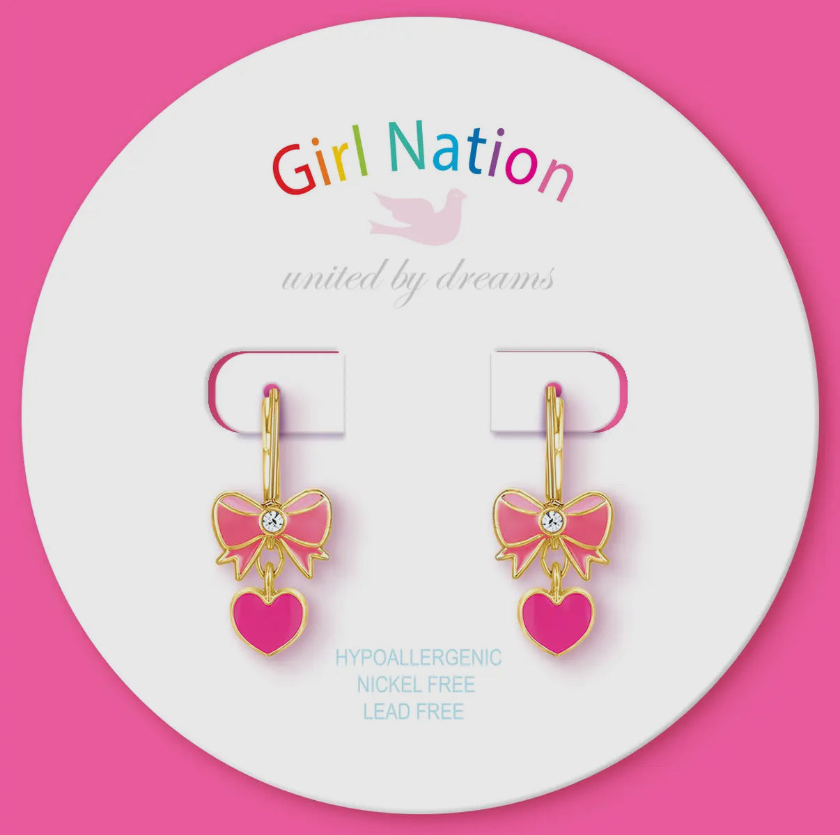 Pink Heart Bow Earrings